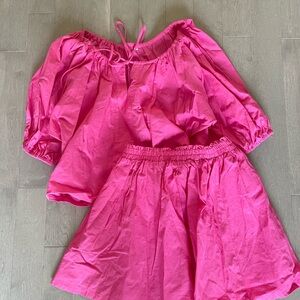 Commense Pink Off-Shoulder Top and Skirt Set